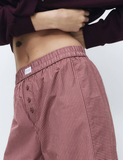 Pamuklu Poplin Çizgili Pijama Altı