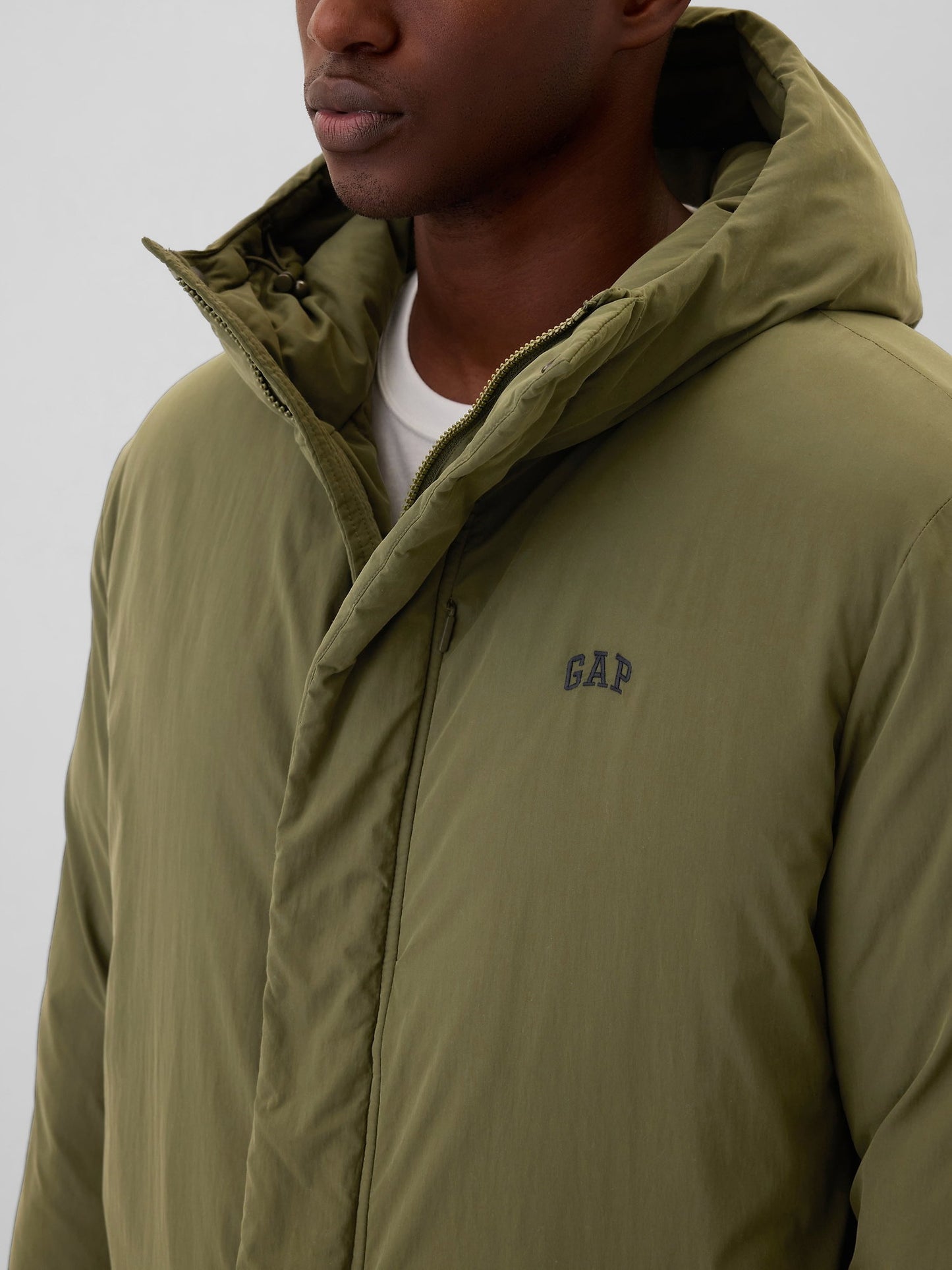 Haki Gap Logo Kapüşonlu Mont