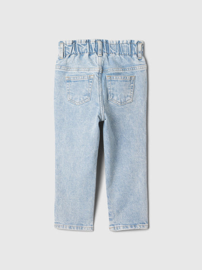 Açık Mavi Paperbag Mom Jean Pantolon
