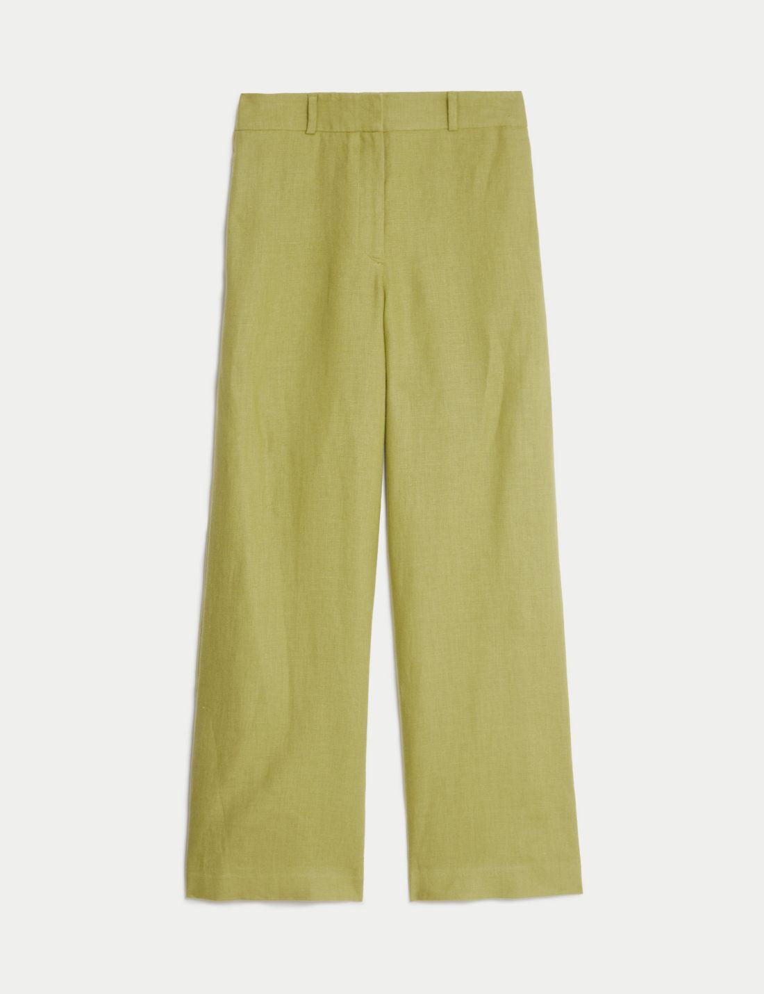 Yüksek Bel Wide Leg Saf Keten Pantolon