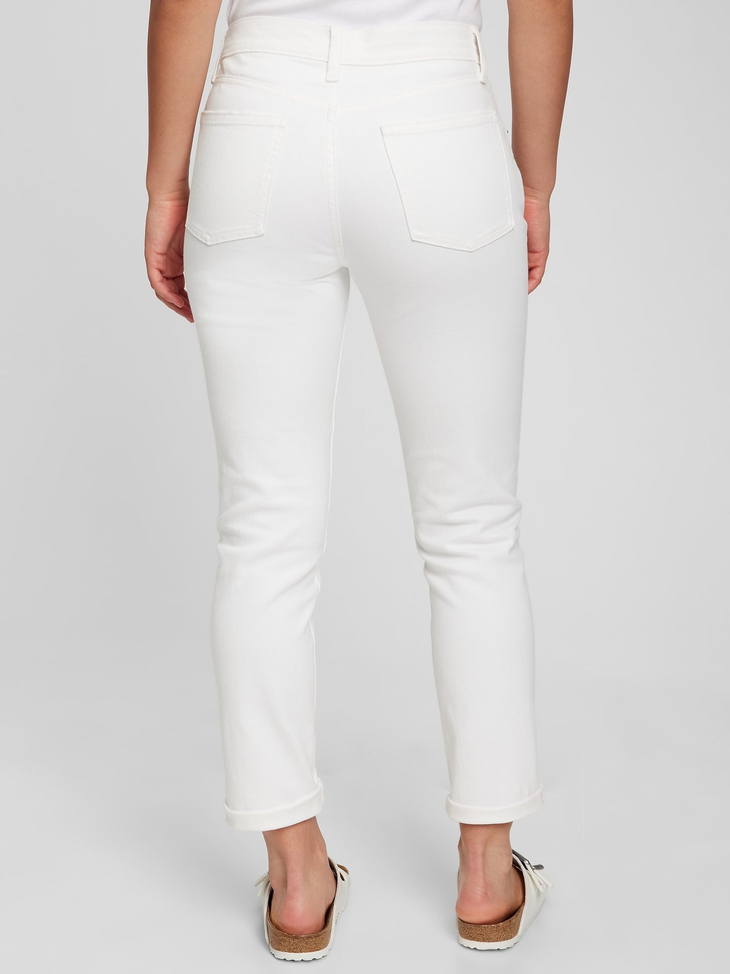 Beyaz Mid Rise Girlfriend Washwell™ Jean Pantolon