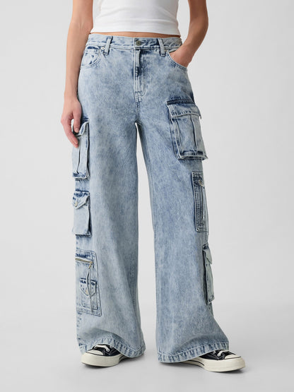Mavi Mid Rise Kargo Baggy Jean Pantolon