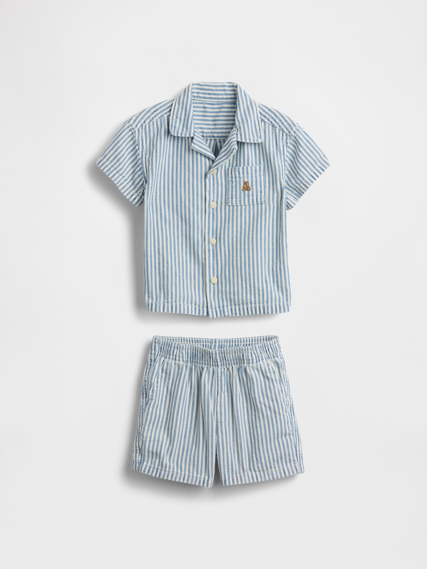 Mavi Denim Çizgili Outfit Set