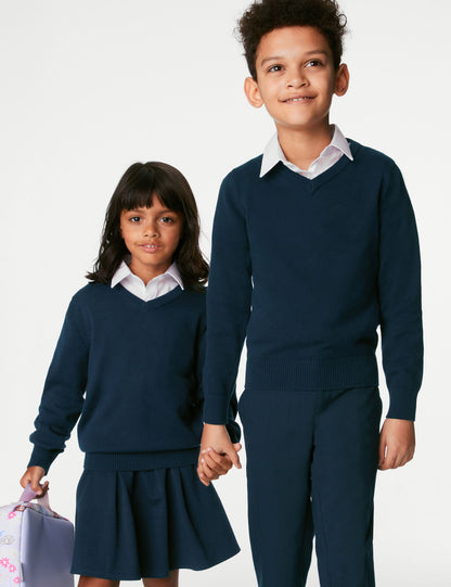 2’li Paket Unisex Ince Kesim Saf Pamuklu Okul Süveteri (3–18 Yaş)