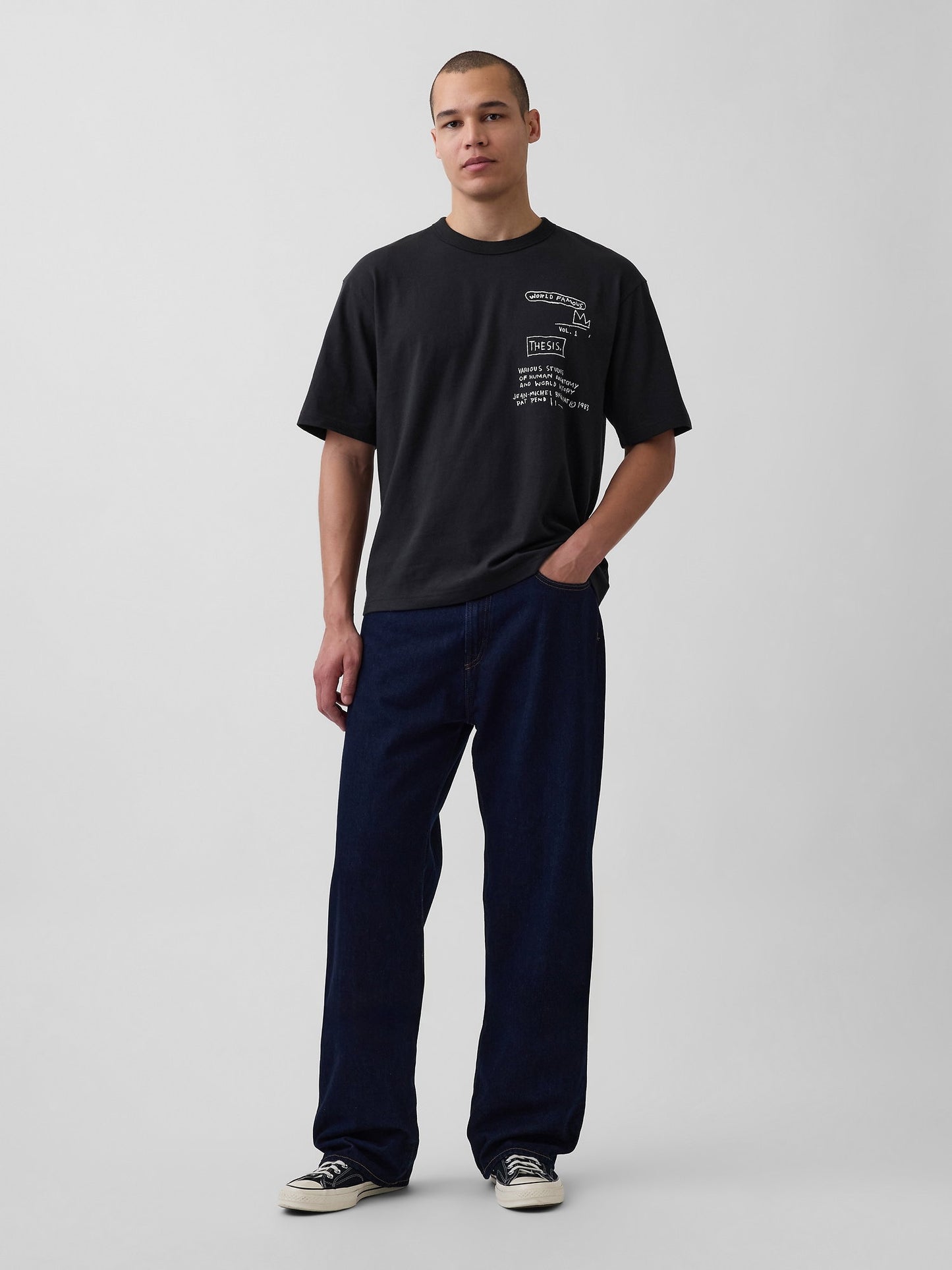 Siyah Jean-michel Basquiat Oversized T-shirt