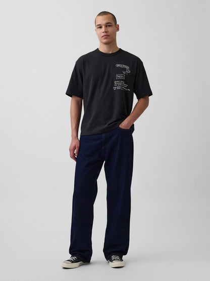 Siyah Jean-michel Basquiat Oversized T-shirt