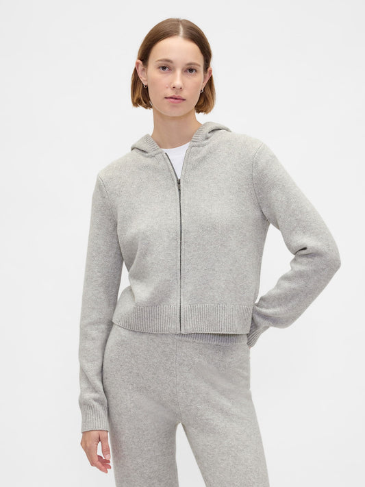 Gri Cashsoft Sweatshirt Fermuarlı Sweatshirt