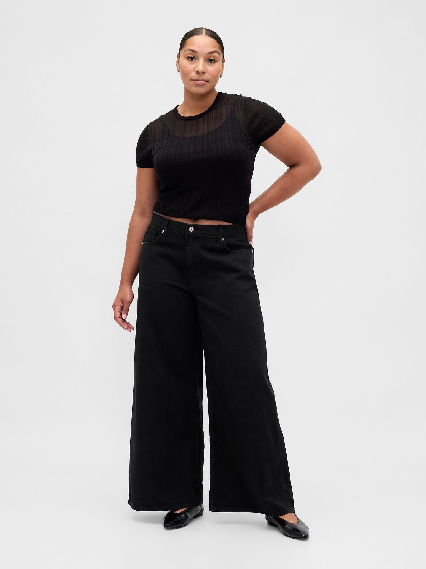Siyah Mid Rise Ultrasoft Extra Baggy Jean Pantolon