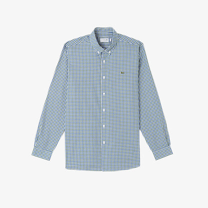 Lacoste Erkek Regular Fit Düğmeli Yaka Kareli Lacivert Gömlek
