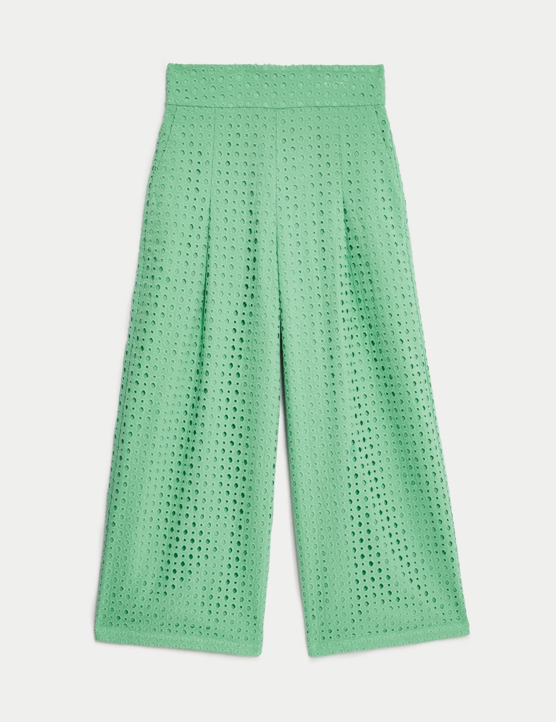 Saf Pamuklu Wide Leg Kapri Pantolon