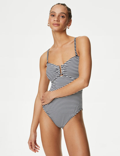 Regular Fit Çizgili Bandeau Mayo