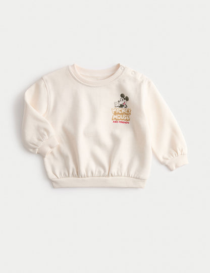 Pamuk Karışımlı Mickey Mouse:trade_mark: Sweatshirt (0-3 Yaş)