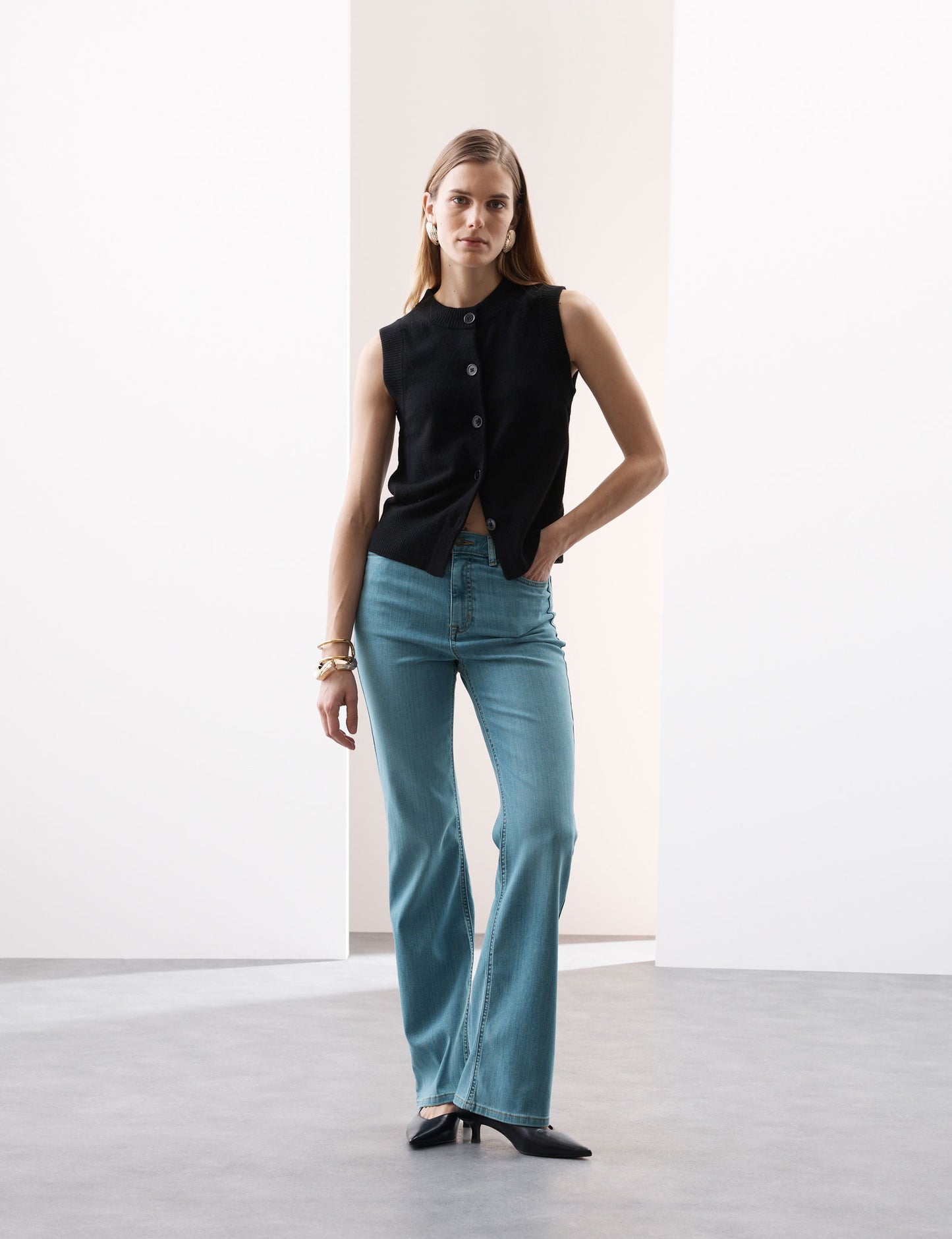Lyocell Karışımı Yüksek Bel Flared Jeans