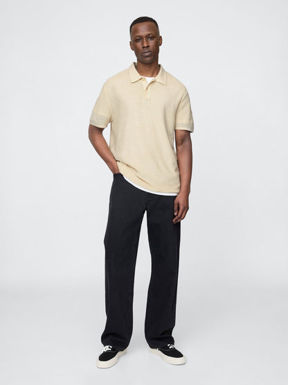 Açık Kahverengi Dokulu Kroşe Polo T-shirt