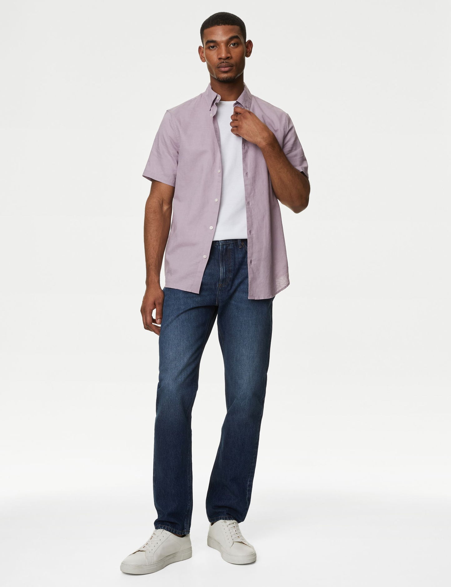 Regular Fit Kısa Kollu Keten Gömlek