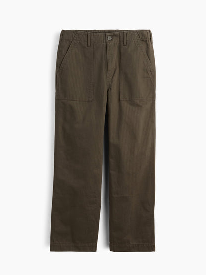 Haki Herringbone '90s Loose Pantolon