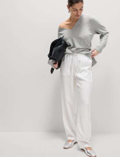 Lyocell Zengin Düz Straight Leg Pantolon