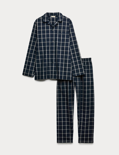 Saf Pamuklu Kareli Pijama Takımı