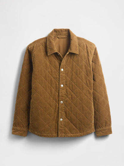 Açık Kahverengi Quilted Corduroy Relaxed Gömlek Ceket