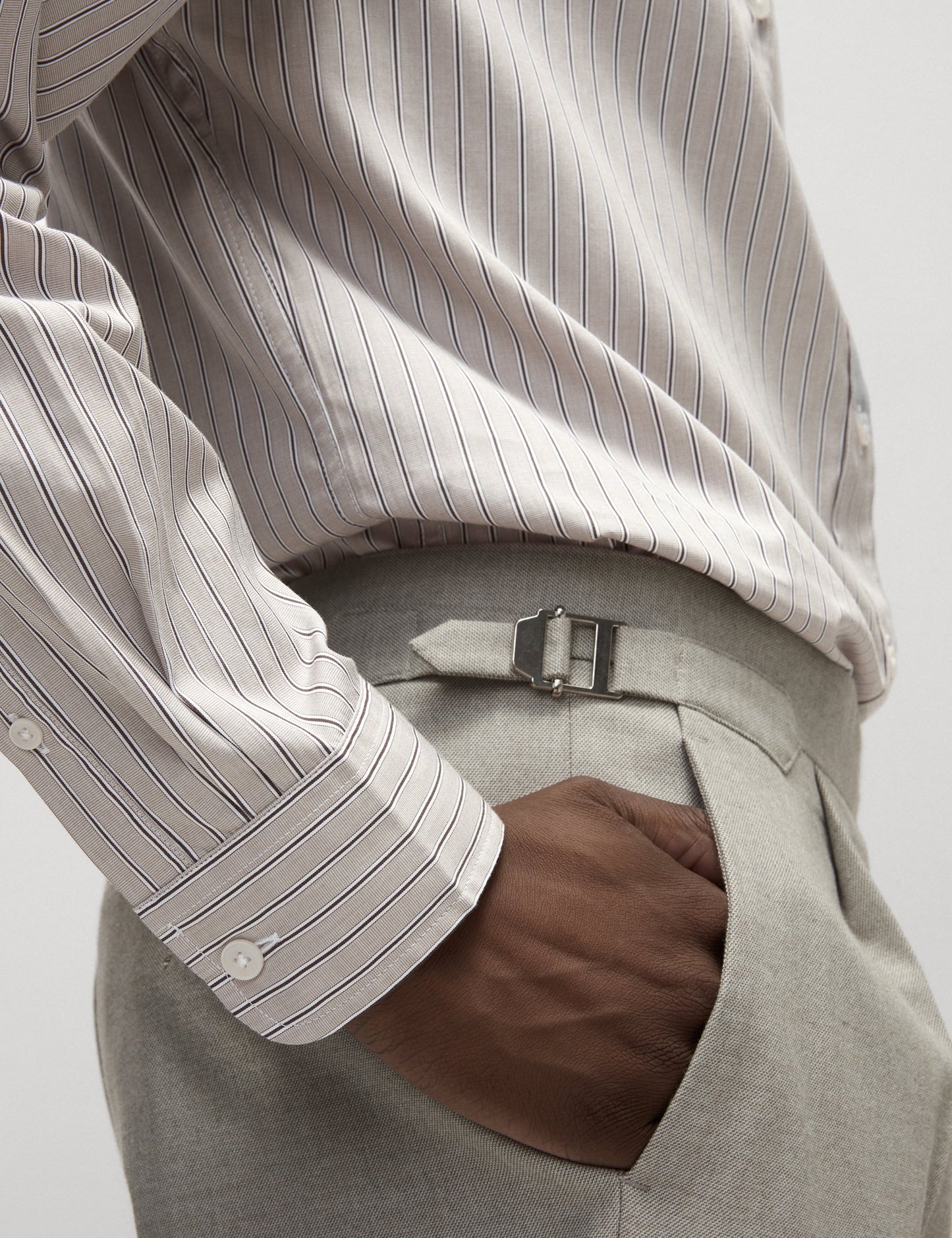 Saf Pamuklu Çizgili Oxford Gömlek