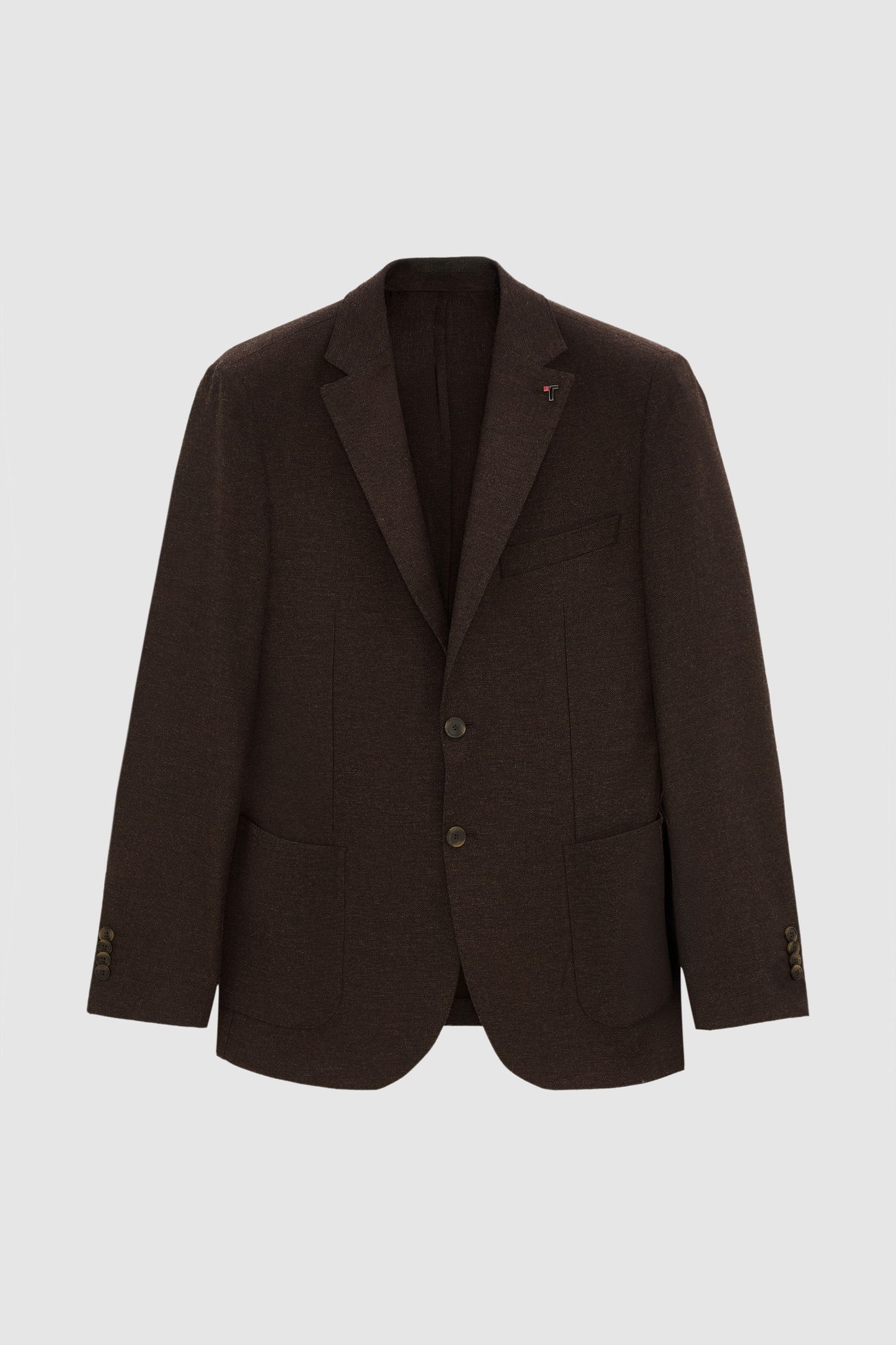Tween Slim Fit Kahverengi Diyogonal Kumaş Ceket