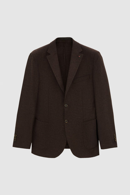 Tween Slim Fit Kahverengi Diyogonal Kumaş Ceket