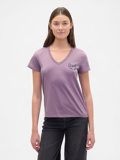 Koyu Lila V Yaka T-shirt