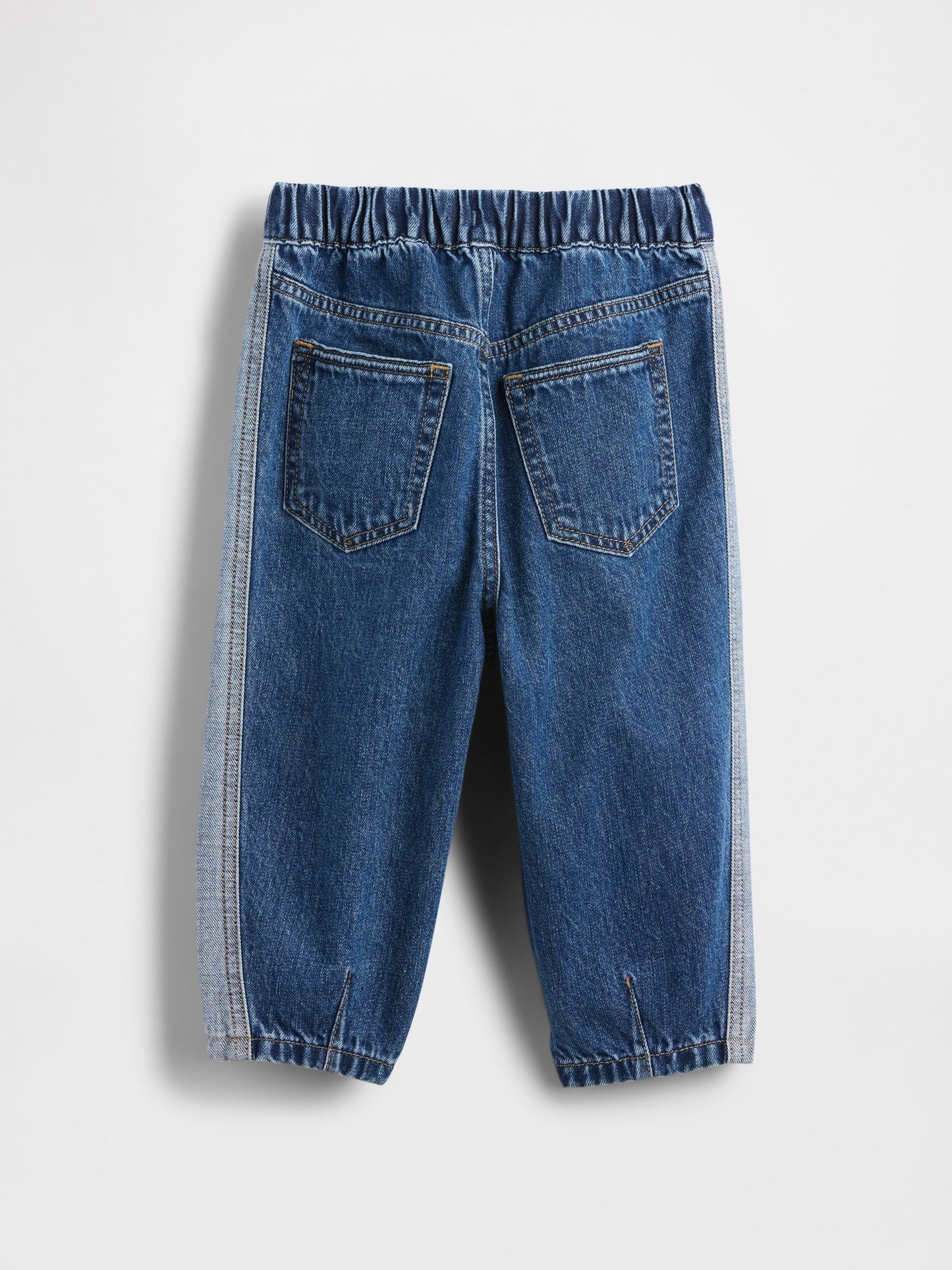 Açık Mavi Two-tone Pull-on Barrel Jean Pantolon