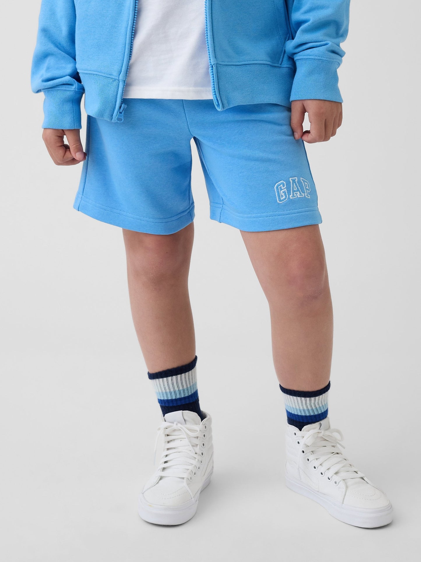 Açık Mavi Relaxed Gap Logo Fransız Havlu Kumaş Pull-on Şort