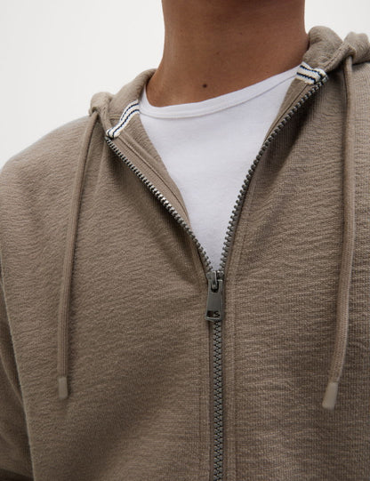 Saf Pamuklu Fermuarlı Sweatshirt