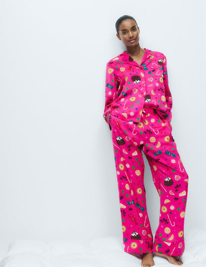 Saten Desenli Pijama Takımı
