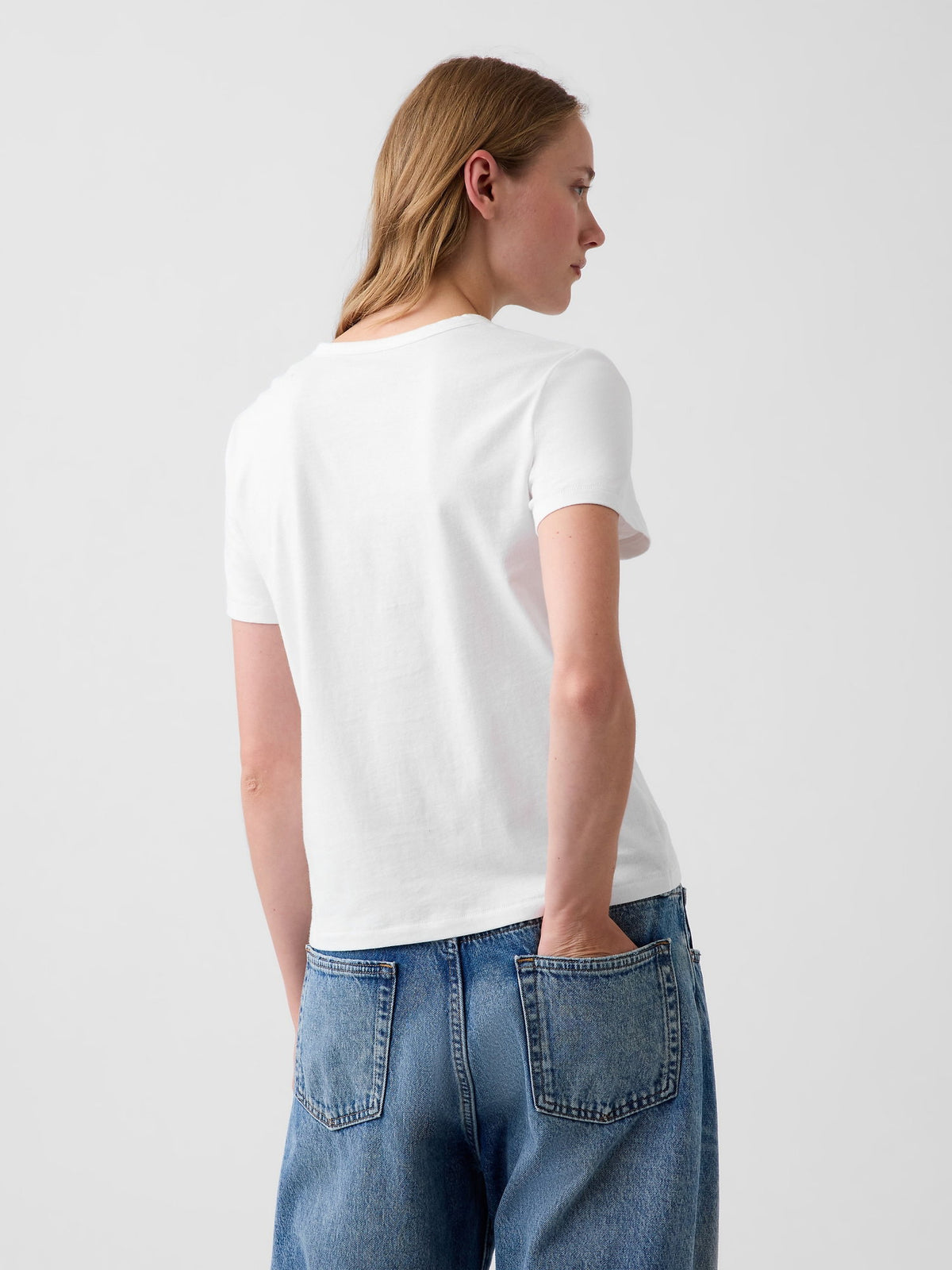 Beyaz Organik Pamuk Vintagesoft Logo T-shirt