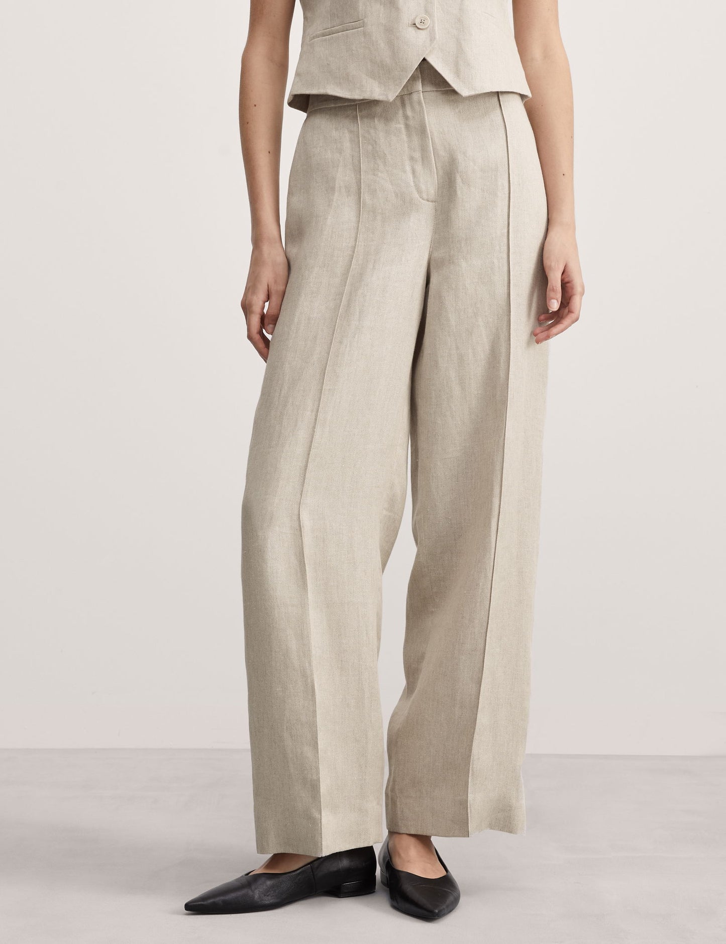 Jaeger Saf Keten Wide Leg Pantolon