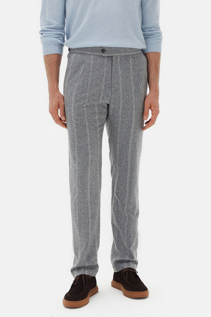 Damat Regular Fit Gri Çizgili Ipek-yün-kaşmir Karışımlı Takim Elbise