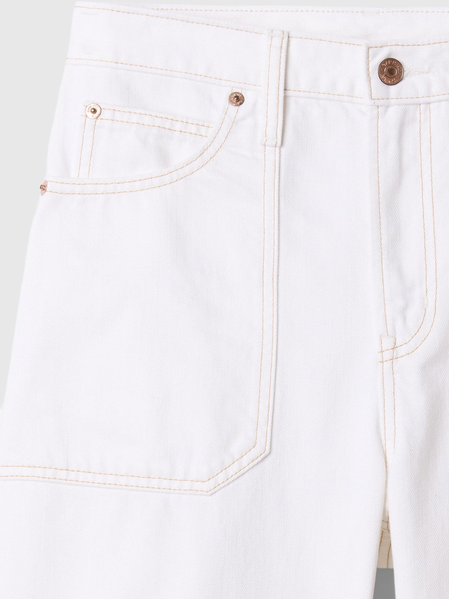 Beyaz High Rise Barrel Carpenter Jean Pantolon