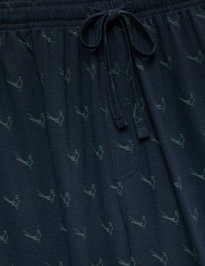 Saf Pamuklu Sülün Desenli Pijama Takımı