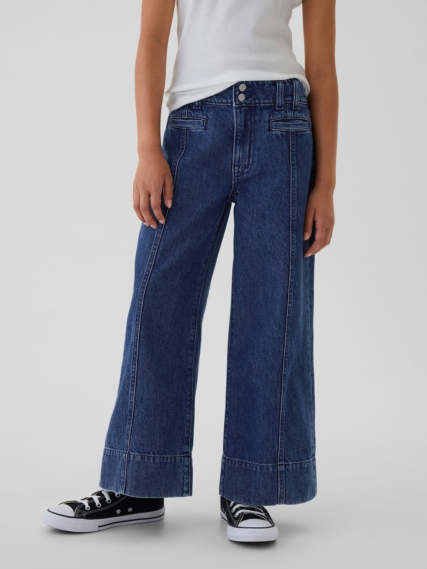 Lacivert High Rise Stride Wide-leg Ankle Jean Pantolon
