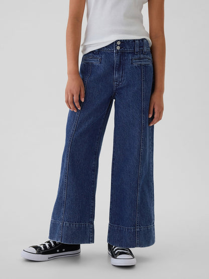 Lacivert High Rise Stride Wide-leg Ankle Jean Pantolon