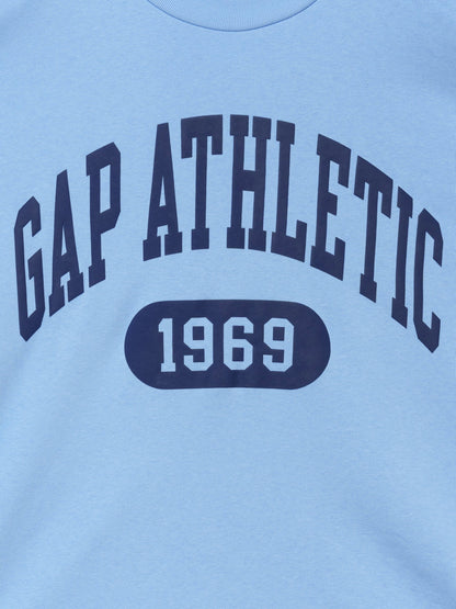 Açık Mavi Relaxed Fransız Havlu Kumaş Grafik Baskılı T-shirt