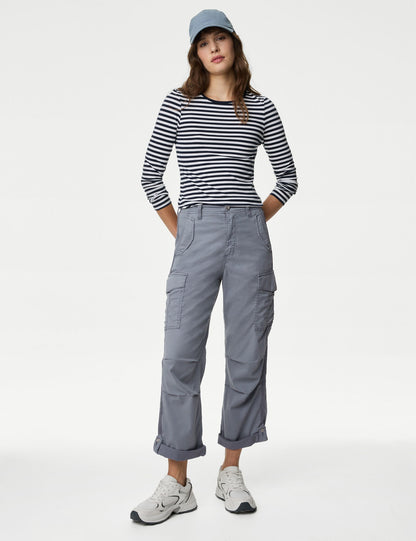 Lyocell™ Straight Leg Crop Kargo Pantolon