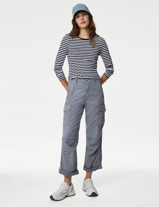 Lyocell™ Straight Leg Crop Kargo Pantolon