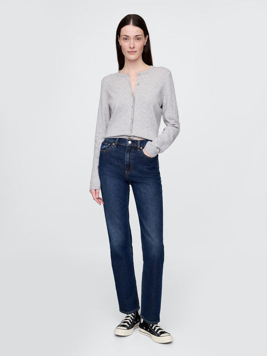 Lacivert High Rise '90s Straight Jean Pantolon