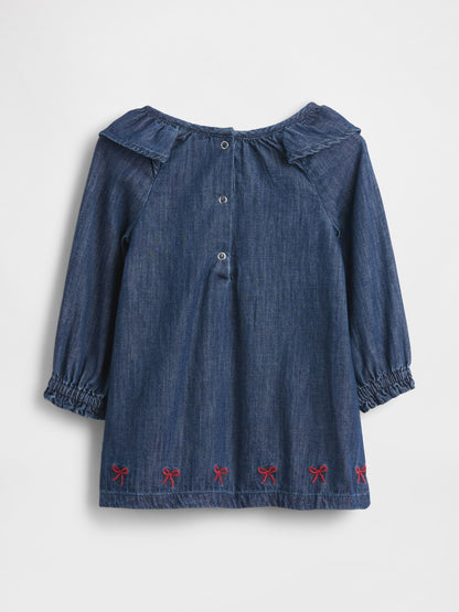 Mavi Denim Volanlı Yaka Elbise