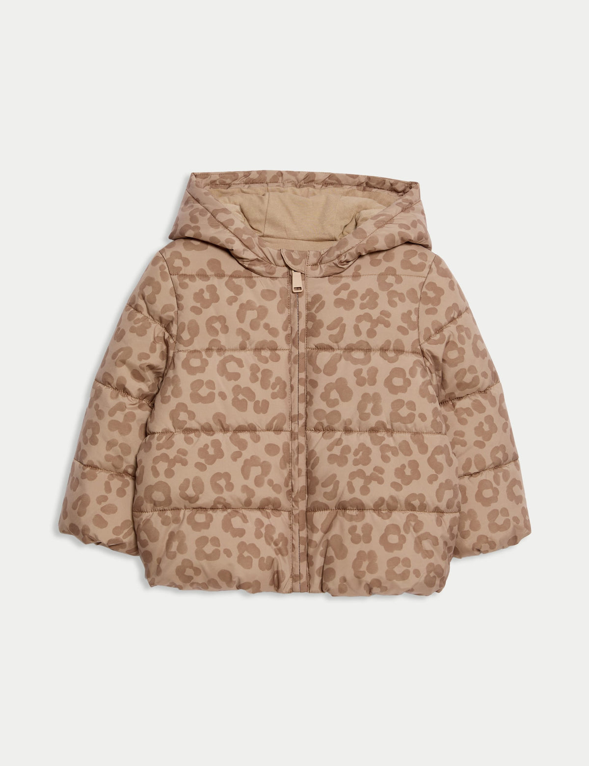 Leopar Desenli Kapüşonlu Mont
