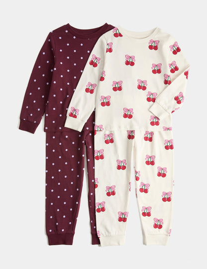 2'li Kiraz Desenli Pijama Seti
