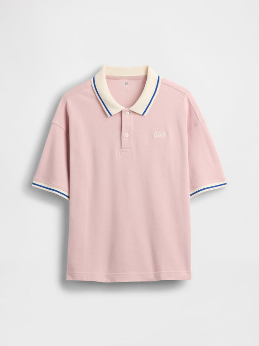 Pembe Oversized Gap Logo Pique Polo T-shirt