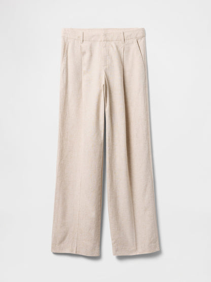 Bej 365 Low Rise Keten Karışımlı Pantolon