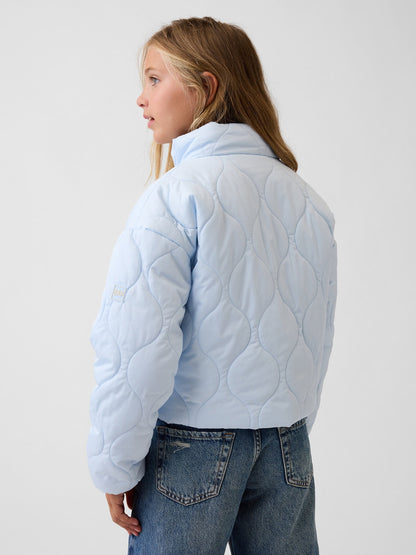 Açık Mavi Relaxed Puffer Şişme Ceket
