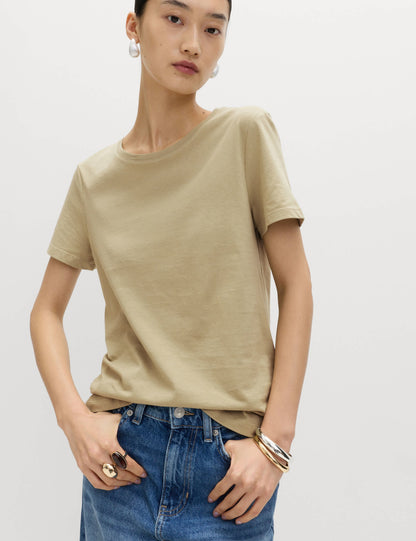 Saf Pamuklu Yuvarlak Yaka T-shirt