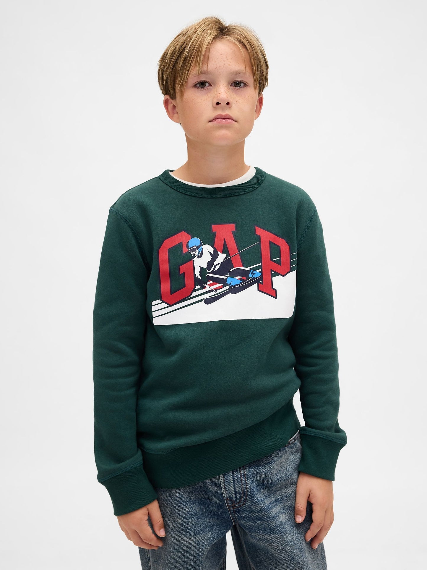 Koyu Yeşil Grafik Logo Sweatshirt